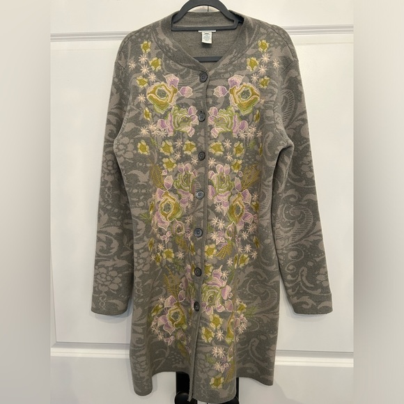 Sundance Gray Floral Embroidered Coat - Picture 2 of 5